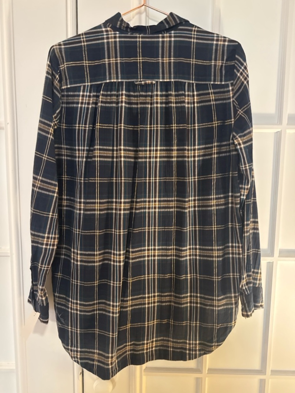 LOFT Softened Plaid Button Front Blouse Medium - Picture 3 of 5
